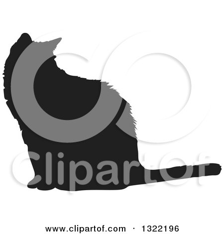 Clipart of a Black Sitting Cat Silhouette 2 - Royalty Free Vector Illustration by Maria Bell