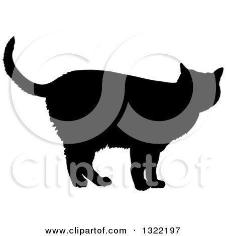 Clipart of a Black Standing Cat Silhouette 3 - Royalty Free Vector Illustration by Maria Bell