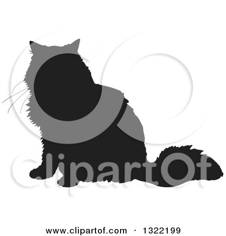 Clipart of a Black Sitting Cat Silhouette 3 - Royalty Free Vector Illustration by Maria Bell