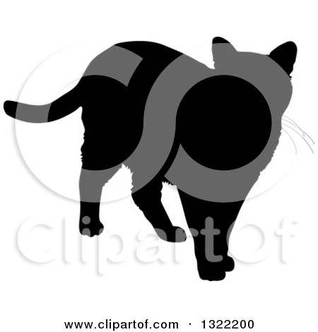 Clipart of a Black Standing Cat Silhouette - Royalty Free Vector Illustration by Maria Bell