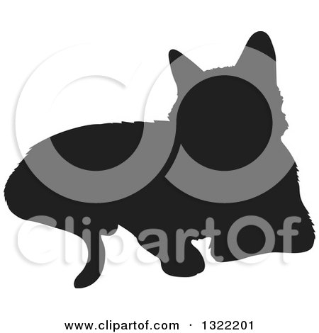 Clipart of a Black Resting Cat Silhouette - Royalty Free Vector Illustration by Maria Bell