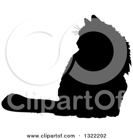 Clipart of a Black Sitting Cat Silhouette - Royalty Free Vector Illustration by Maria Bell