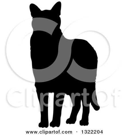 Clipart of a Black Standing Cat Silhouette 2 - Royalty Free Vector Illustration by Maria Bell
