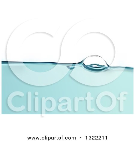 Clipart of a Background of Blue Water Surface with a Bubble over White - Royalty Free Vector Illustration by dero