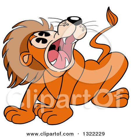 Clipart of a Cartoon Male Lion Roaring - Royalty Free Vector Illustration by LaffToon