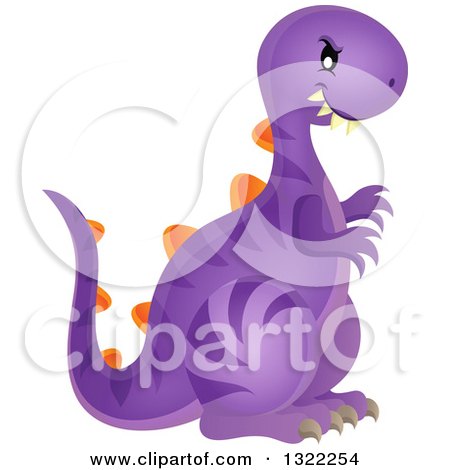 Clipart of a Vicious Purple Dinosaur - Royalty Free Vector Illustration by visekart