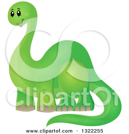 Clipart of a Happy Green Apatosaurus Dinosaur - Royalty Free Vector Illustration by visekart