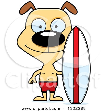 Clipart of a Cartoon Happy Dog Surfer - Royalty Free Vector Illustration by Cory Thoman