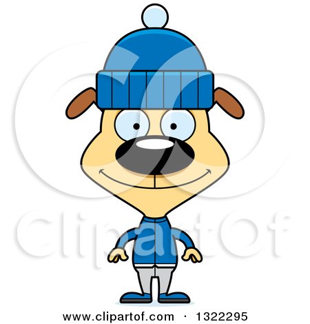 Clipart of a Cartoon Happy Dog in Winter Clothes - Royalty Free Vector Illustration by Cory Thoman