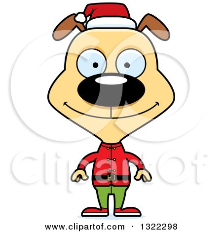 Clipart of a Cartoon Happy Christmas Elf Dog - Royalty Free Vector Illustration by Cory Thoman