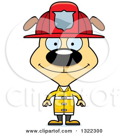 Clipart of a Cartoon Happy Dog Firefighter - Royalty Free Vector Illustration by Cory Thoman