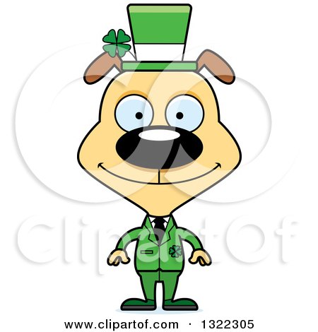 Clipart of a Cartoon Happy St Patricks Day Irish Dog - Royalty Free Vector Illustration by Cory Thoman