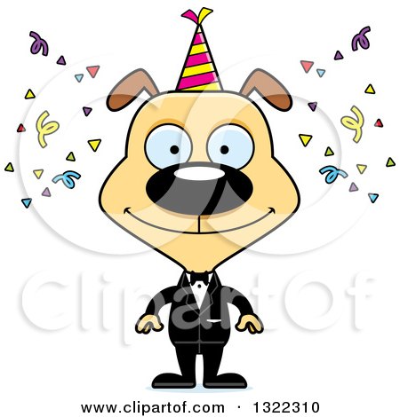 Clipart of a Cartoon Happy Party Dog - Royalty Free Vector Illustration by Cory Thoman