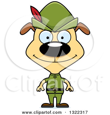Clipart of a Cartoon Happy Dog Robin Hood - Royalty Free Vector Illustration by Cory Thoman