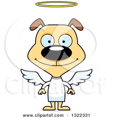 Clipart of a Cartoon Happy Dog Angel - Royalty Free Vector Illustration by Cory Thoman