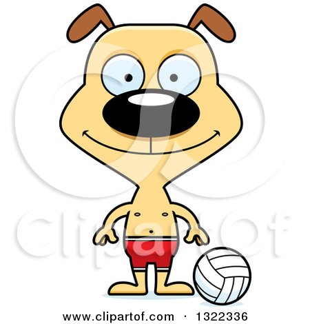 Clipart of a Cartoon Happy Dog Beach Volleyball Player - Royalty Free Vector Illustration by Cory Thoman