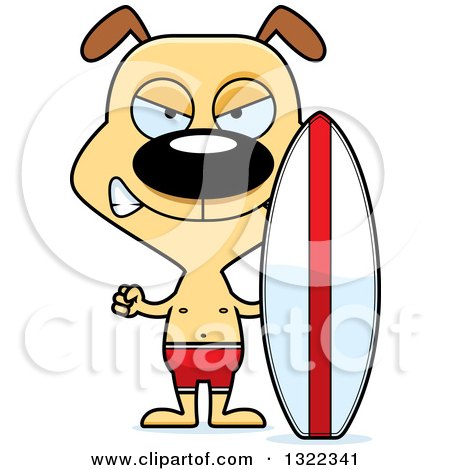 Clipart of a Cartoon Mad Dog Surfer - Royalty Free Vector Illustration by Cory Thoman
