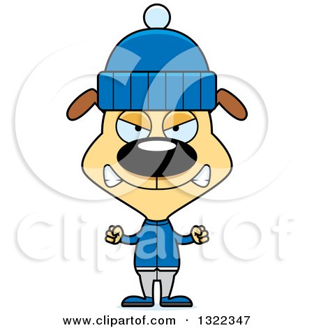 Clipart of a Cartoon Mad Dog in Winter Clothes - Royalty Free Vector Illustration by Cory Thoman