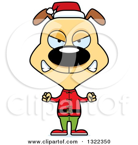 Clipart of a Cartoon Mad Christmas Elf Dog - Royalty Free Vector Illustration by Cory Thoman