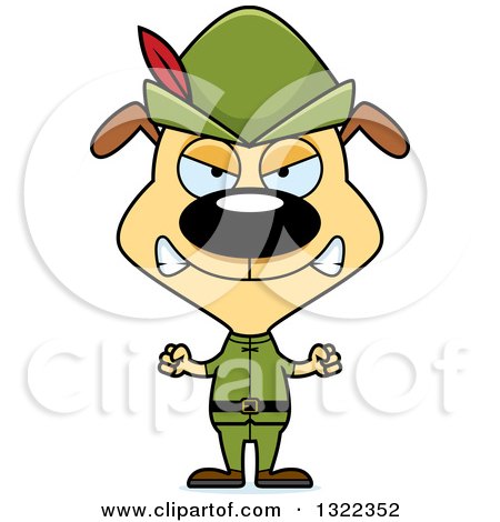 Clipart of a Cartoon Mad Dog Robin Hood - Royalty Free Vector Illustration by Cory Thoman