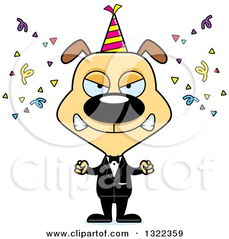 Clipart of a Cartoon Mad Party Dog - Royalty Free Vector Illustration by Cory Thoman