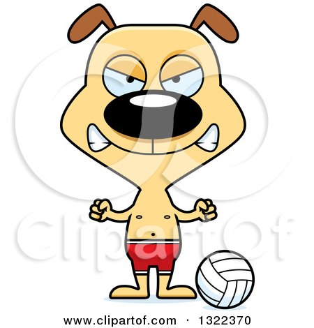Clipart of a Cartoon Mad Dog Beach Volleyball Player - Royalty Free Vector Illustration by Cory Thoman