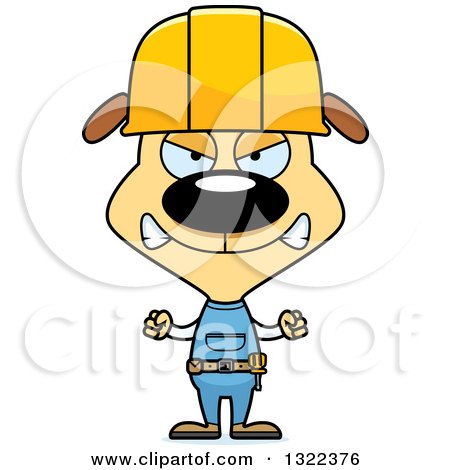 Clipart of a Cartoon Mad Dog Construction Worker - Royalty Free Vector Illustration by Cory Thoman