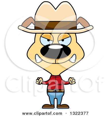 Clipart of a Cartoon Mad Cowboy Dog - Royalty Free Vector Illustration by Cory Thoman
