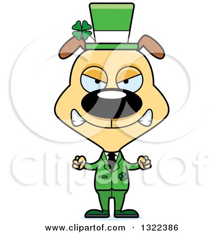 Clipart of a Cartoon Mad St Patricks Day Irish Dog - Royalty Free Vector Illustration by Cory Thoman