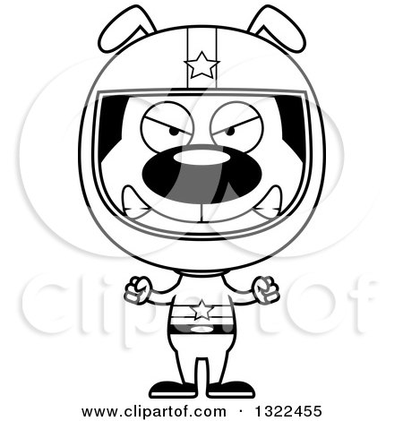 Lineart Clipart of a Cartoon Black and White Mad Dog Race Car Driver - Royalty Free Outline Vector Illustration by Cory Thoman
