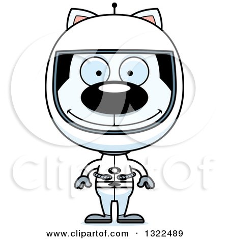 Clipart of a Cartoon Happy White Cat Astronaut - Royalty Free Vector Illustration by Cory Thoman