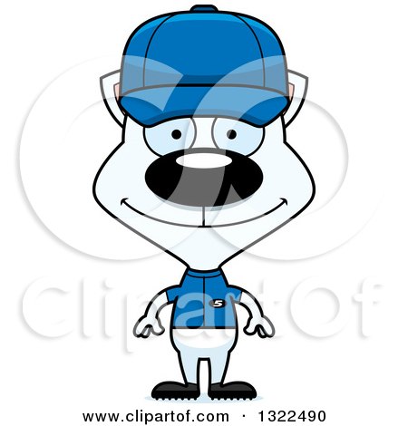 Clipart of a Cartoon Happy White Cat Baseball Player - Royalty Free Vector Illustration by Cory Thoman