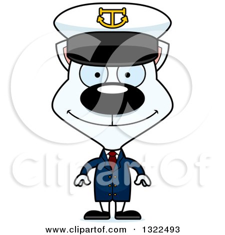 Clipart of a Cartoon Happy White Cat Captain - Royalty Free Vector Illustration by Cory Thoman