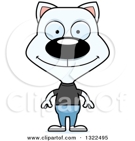 Clipart of a Cartoon Happy Casual White Cat - Royalty Free Vector Illustration by Cory Thoman