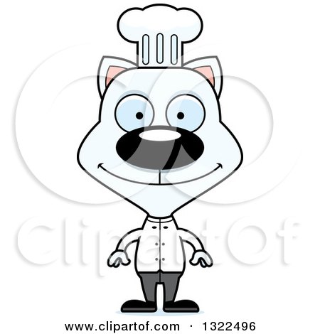 Clipart of a Cartoon Happy White Cat Chef - Royalty Free Vector Illustration by Cory Thoman