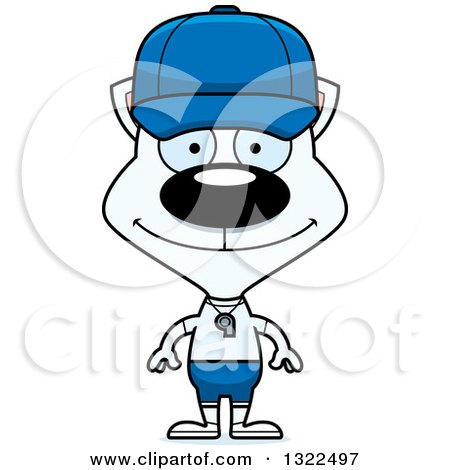 Clipart of a Cartoon Happy White Cat Sports Coach - Royalty Free Vector Illustration by Cory Thoman