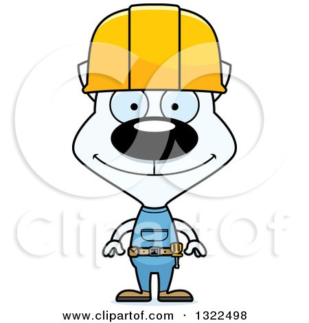 Clipart of a Cartoon Happy White Cat Construction Worker - Royalty Free Vector Illustration by Cory Thoman