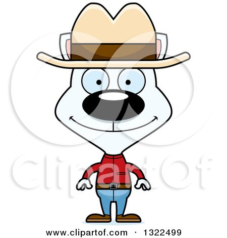 Clipart of a Cartoon Happy White Cat Cowboy - Royalty Free Vector Illustration by Cory Thoman