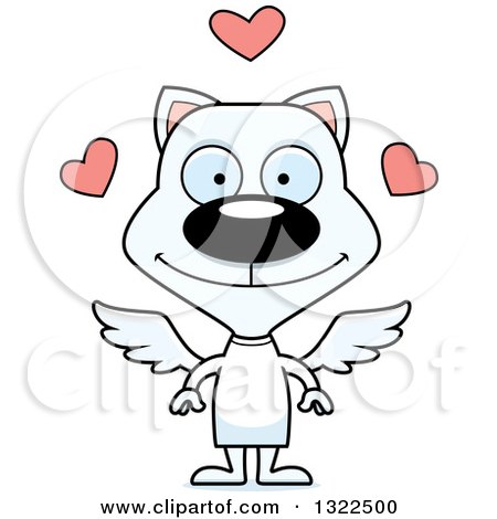 Clipart of a Cartoon Happy White Cat Cupid - Royalty Free Vector Illustration by Cory Thoman