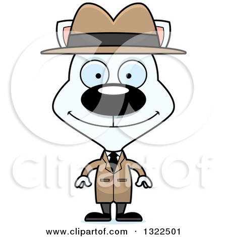 Clipart of a Cartoon Happy White Cat Detective - Royalty Free Vector Illustration by Cory Thoman