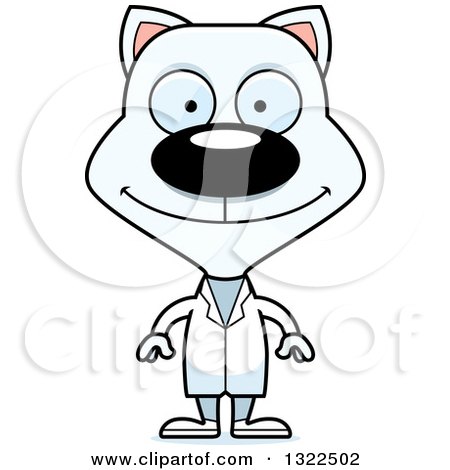 Clipart of a Cartoon Happy White Cat Doctor or Veterinarian - Royalty Free Vector Illustration by Cory Thoman