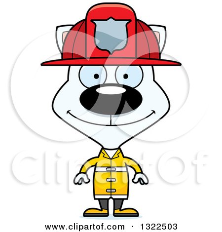 Clipart of a Cartoon Happy White Cat Firefighter - Royalty Free Vector Illustration by Cory Thoman