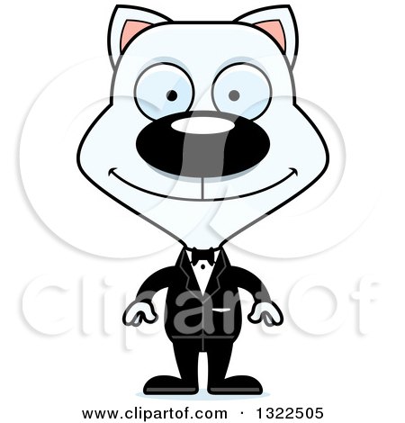 Clipart of a Cartoon Happy White Cat Groom - Royalty Free Vector Illustration by Cory Thoman