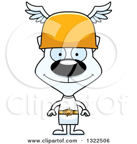 Clipart of a Cartoon Happy White Cat Hermes - Royalty Free Vector Illustration by Cory Thoman