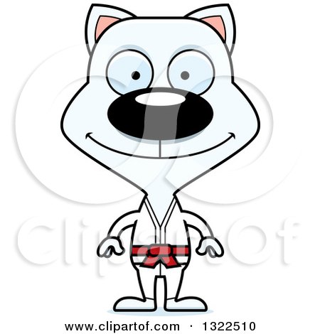 Clipart of a Cartoon Happy White Karate Cat - Royalty Free Vector Illustration by Cory Thoman