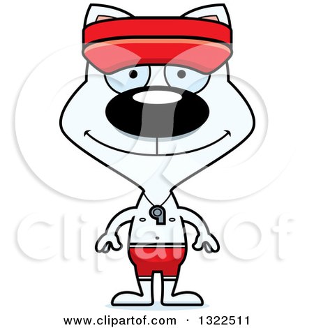 Clipart of a Cartoon Happy White Cat Lifeguard - Royalty Free Vector Illustration by Cory Thoman