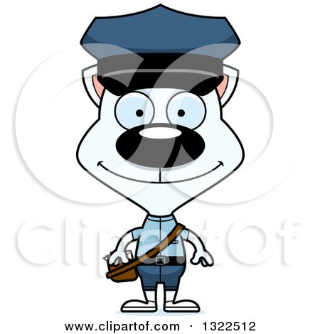 Clipart of a Cartoon Happy White Cat Mailman - Royalty Free Vector Illustration by Cory Thoman
