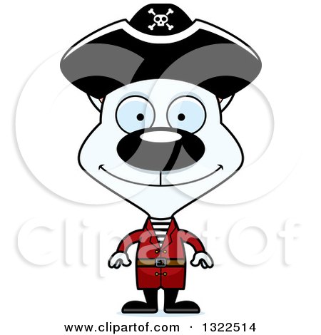 Clipart of a Cartoon Happy White Cat Pirate - Royalty Free Vector Illustration by Cory Thoman