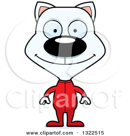 Clipart of a Cartoon Happy White Cat in Pajamas - Royalty Free Vector Illustration by Cory Thoman