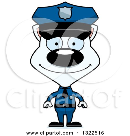 Clipart of a Cartoon Happy White Cat Police Officer - Royalty Free Vector Illustration by Cory Thoman